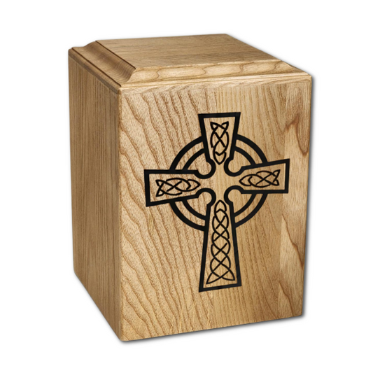 Celtic Cross Wooden Urn